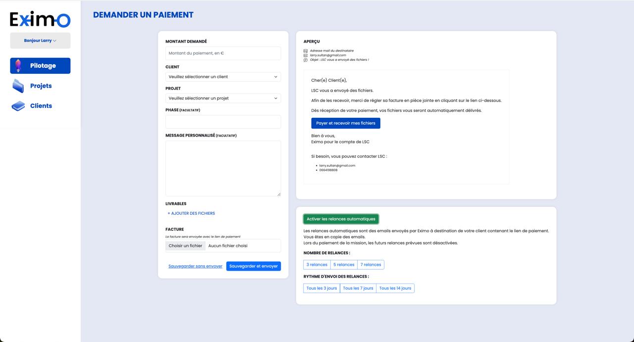 Eximo-creer-une-demande-de-paiement